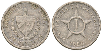 Куба 1 сентаво 1920 KM 9.1 медно-никель 4615-865