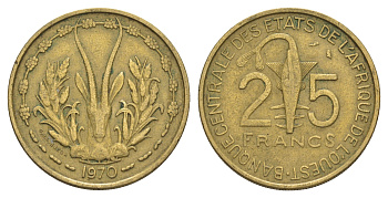 Западная Африка (BCEAO) 25 франков 1970 KM 5 медь алюминий никель 4656-847