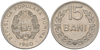 Румыния 15 бань 1960 KM 87 сталь плакированная никелем 4532-341