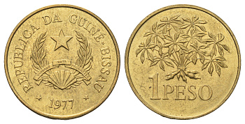 Гвинея-Бисау 1 песо 1977 год-тип KM 18 алюминиевая бронза UNC 4396-267