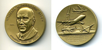 США МЕДАЛЬ ND ЗАЛ СЛАВЫ АВИАЦИИ, ВИЛЬЯМ МАКФЕРСОН АЛЛЕН 45 мм бронза 5-3-27