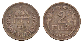 Венгрия 2 филлера 1934 BP KM 506 бронза 4664-842