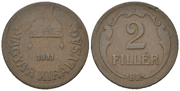 Венгрия 2 филлера 1931 BP KM 506 бронза 4115-446