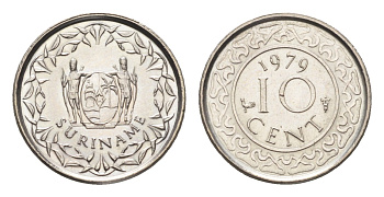 Суринам 10 центов 1979  KM 13 медно-никель  UNC  4659-538