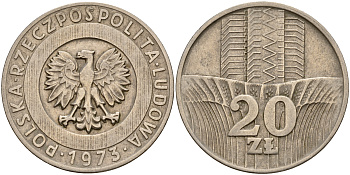Польша 20 злотых 1973 монетный двор Кремница KM 67, Parchimowicz 245a медно-никель    4157-924