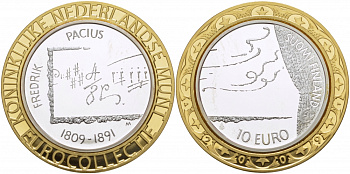 Финляндия 10 евро 2009 евроколлекция Нидерландского монетного двора, Фредрик Пациус, композитор KM 148 серебро  PROOF 1068-9-23