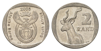 ЮАР 2 ранда 2008 KM 445 медь плакированная никелем 4628-212