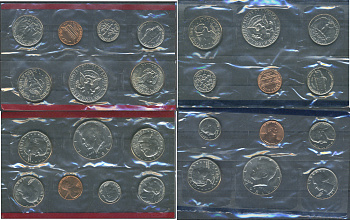 США набор из 13 монет (1, 5, 10 (дайм), 25 (квотер, 1/4 доллара) и 50 (1/2 доллара) центов; 1 доллар) 1981 в оригинальной упаковке, в запайке KM MS144 (164a, A192, 195a, 201, A202b и 207) 8-2-06-18