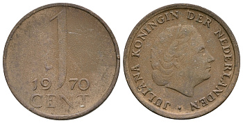 НИДЕРЛАНДЫ 1 ЦЕНТ 1970 ЮЛИАНА KM 180 бронза 61-1257