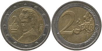Австрия 2 евро 2012 Берта фон Зутнер KM 3143 биметалл 4573-1222