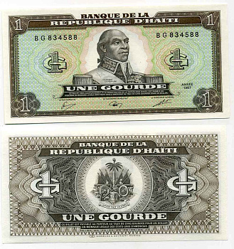 ГАИТИ 1 ГУРД 1987 Pick 245а бумага UNC (ПРЕСС) 8589-45-2-2