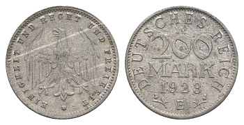Германия 200 марок 1923 E KM 35, J. 304, Weege 22 алюминий 4638-953