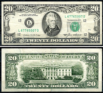 США 20 долларов 1985 L - Сан-Франциско, Калифорния Pick 477 бумага 6294-24-2-1