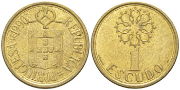 ПОРТУГАЛИЯ 1 ЭСКУДО 1990 KM 632 никель латунь 214-137