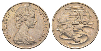 Австралия 20 центов 1979 Елизавета II (1952-2022), утконос KM 66 медно-никель aUNC 4381-513