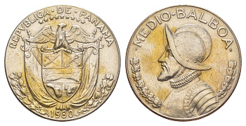 Панама 1/2 бальбоа (50 сентесимо) 1980 KM 12b медь плакированная медно-никелем 4634-1133
