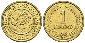 Парагвай 1 сентимо 1950  KM 20 алюминиевая бронза  aUNC  220-967