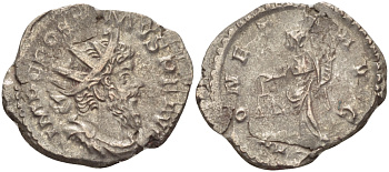 Римская Империя (императоры в Галлии) антониниан 260 - 269 Постум. IMP C POSTVMVS P F AVG / MONETA AVG, Монета с весами и рогом Изобилия, Колония Агриппины, Good Very fine RIC 315 биллон 1073-12-82