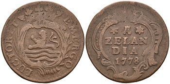 Зеландия (Zeeland), Нидерланды 1 дуит 1778 KM 101 медь 4577-141