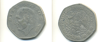 Мексика 10 песо 1981 Мигель Идальго-и-Костилья KM 477.2 медно-никель 86-1544