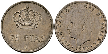 Испания 25 песет 1983 Хуан Карлос I (1975-2014) KM 824 медно-никель 4165-1021