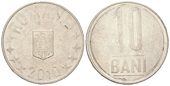 Румыния 10 бань (бани) 2010 KM 191 сталь плакированная никелем 4617-1245