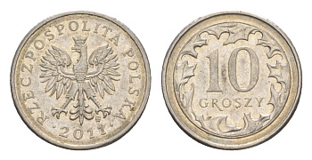 Польша 10 грошей 2011 Y 279 медно-никель 4625-966