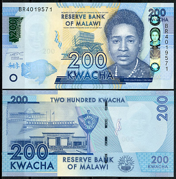 Малави 200 квача 2022 Роза Ломатинда Чибамбо, Лилонгве Pick 65A  бумага  UNC (пресс) 449-77-3