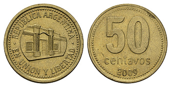 Аргентина 50 сентаво 2009 здание конгресса Тукумана KM 111 алюминиевая бронза UNC 4121-213