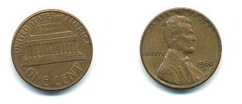 США 1 цент 1960 D, Линкольн, LARGE DATE KM 201 медь цинк 76-552