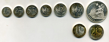 ДАНИЯ ЕВРОНАБОР ИЗ 9 МОНЕТ 2002 PROBA, ПРОБНИКИ, ВКЛЮЧАЯ 5 ЕВРО PROOF Ш5