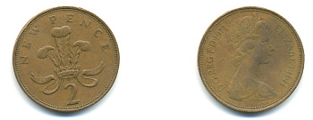 Великобритания 2 пенса 1971 Елизавета II (1952-2022) KM 916, Spink 4235 (C1) бронза 59-1341