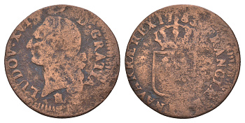 Франция 1 соль 1783 Людовик XVI (1774-1792) KM 578 медь 4657-921