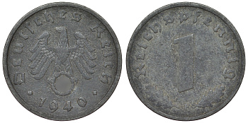 Германия 1 рейхспфенниг 1940 F KM 97, J. 369 цинк 4124-169