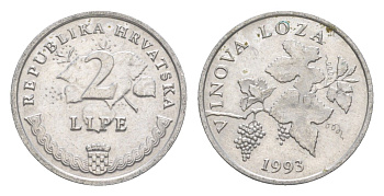 Хорватия 2 липы 1993 нечетный год KM 4 алюминий 3457-1257