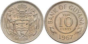 Гайана 10 центов 1967 KM 33 медно-никель 4154-143