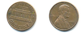 США 1 ЦЕНТ 1971 ЛИНКОЛЬН KM 201 медь цинк 86-212