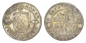 Швейцарские кантоны, Цюрих 1 шиллинг 1725 KM 148 серебро 603-924