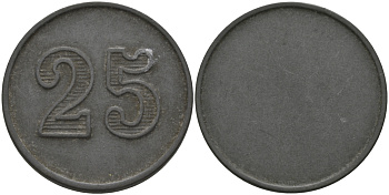 ФРАНЦИЯ 25 САНТИМОВ ND ПЛАТЕЖНЫЙ ЖЕТОН НАЧАЛА XX ВЕКА, ЧЕКАН ОДНОСТОРОННИЙ, ДИАМЕТР 24 ММ. цинк 98-927