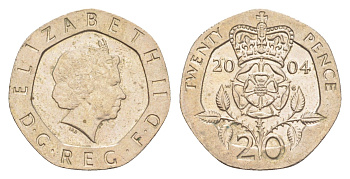 Великобритания 20 пенсов 2004 Елизавета II (1952-2022) KM 990, Spink 4630 (G3) медно-никель 4639-932