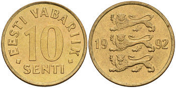 Эстония 10 центов 1992 KM 22 медь алюминий никель 4174-926