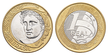 Бразилия 1 реал 2007 KM 652a биметалл UNC 4646-123