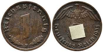 ГЕРМАНИЯ 1 РЕЙХСПФЕННИГ 1938 F KM 89, J. 361 бронза 39-1137