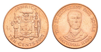Ямайка 10 центов 2003 KM 146.2 сталь плакированная медью UNC 4643-123