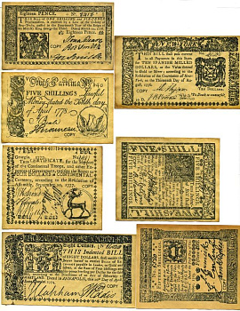 США СУВЕНИРНЫЙ НАБОР ИЗ 7 БАНКНОТ ND ДЕНЬГИ 200 ЛЕТ НАЗАД, ПЕНСИЛЬВАНИЯ 15 ШИЛЛИНГОВ 1773, МАРИЛЕНД 8 ДОЛЛАРОВ 1774, ДЕЛАВЕРЕ 5 ШИЛЛИНГОВ 1776, НЬЮ ЙОРК 10 ДОЛЛАРОВ 1776, НЬЮ ДЖЕРСИ 18 ПЕНСОВ 1776, ДЖОРДЖИЯ 4 ДОЛЛАРА 1777, ЮЖНАЯ КАРОЛИНА 5 ШИЛЛИНГОВ 1778,