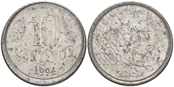 Бразилия 10 сентаво 1994 голова свободы KM 633 нержавеющая сталь 56-1025