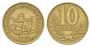 Албания 10 леков 2000 KM 77 алюминиевая бронза 4615-1168
