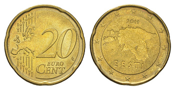 Эстония 20 евроцентов 2011 KM 65 нордик UNC 4629-335