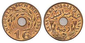Нидерландская Ост-Индия 1 цент 1945 KM 317 бронза UNC 4675-747