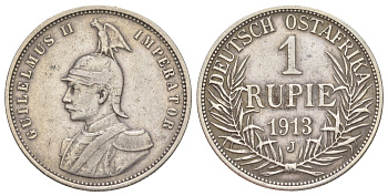 Германская Восточная Африка 1 рупия 1913 J KM 10 серебро 00-903-13